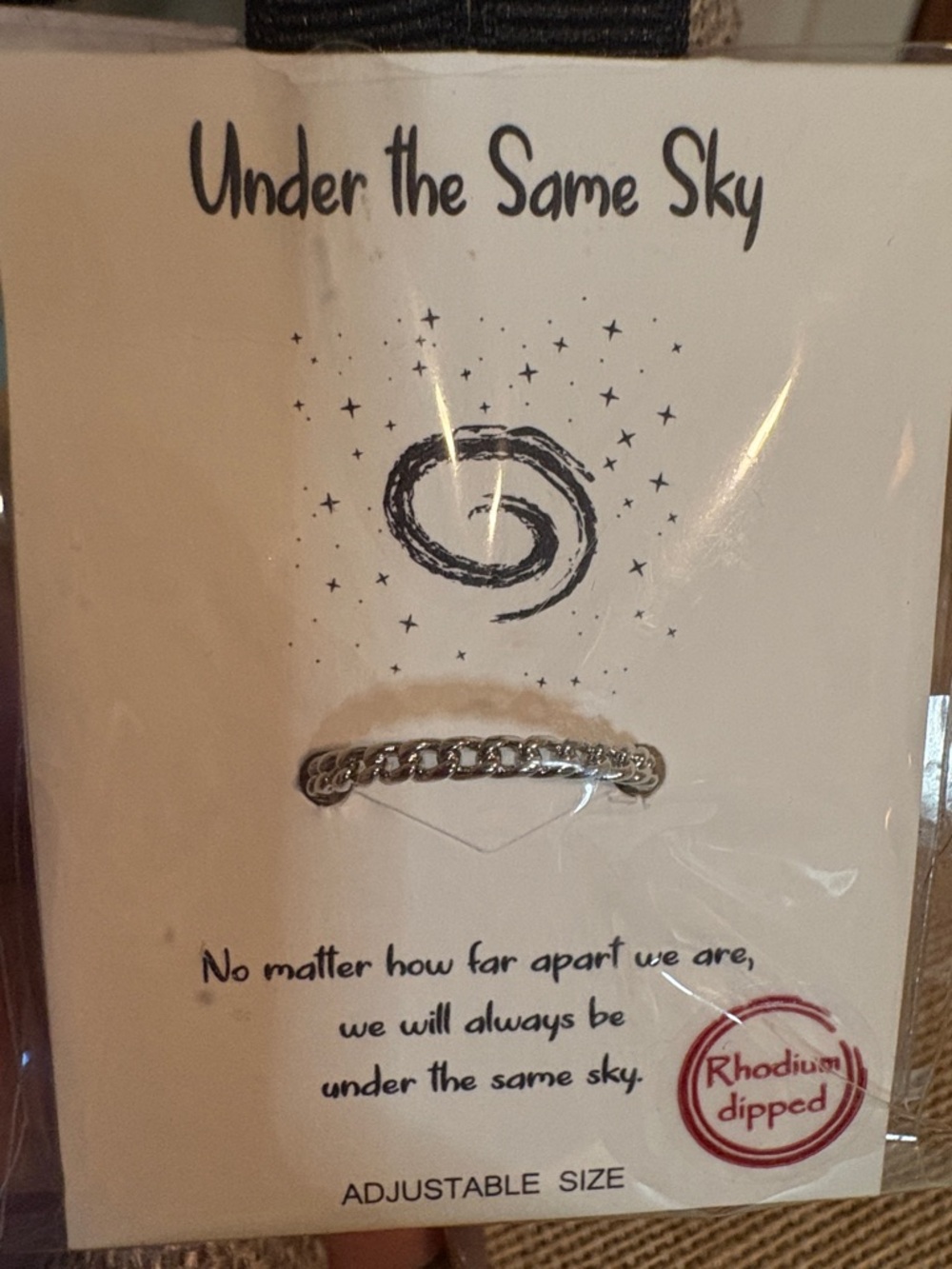 Under the Same Sky Rhodium-Dipped Chain adjustable ring - Silver or Gold